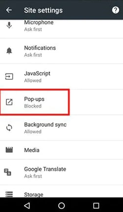 Turn on to block Pops-up
