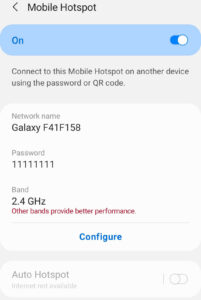 Activating Mobile Hotspot for an Android
