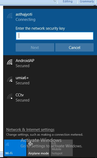 Wireless network connection settings