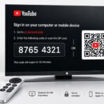 Apple TV YouTube sign in using yt.be/activate QR code