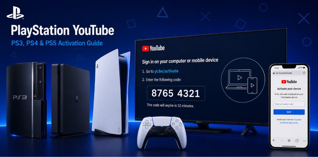 PlayStation YouTube Activate: PS3, PS4 & PS5 via yt.be/activate