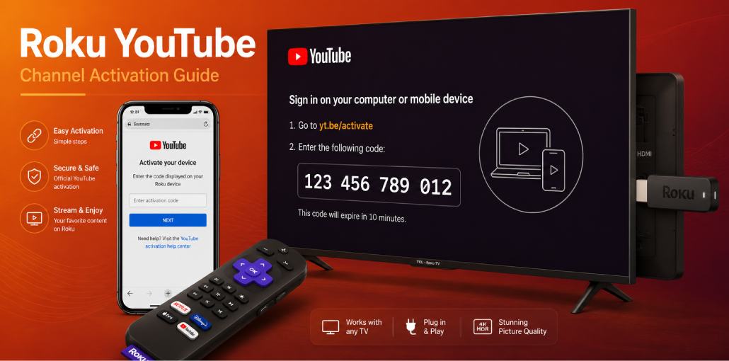 Roku YouTube channel activation using yt.be/activate